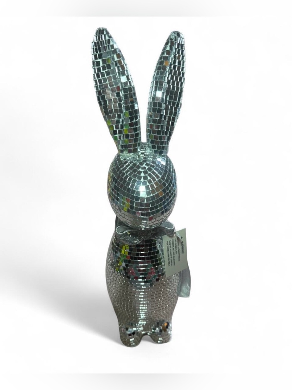 At Home 16" Silver Disco Bunny Easter Holiday Decor Stature Figurine NWT